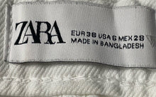 Load image into Gallery viewer, Zara Womens White Button Front Belt Loops Distressed Cut-Off Shorts Size 6