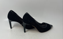 Load image into Gallery viewer, Antonio Melani Womens Black Cap Toe Rhinestone Slip-On Pump Heels Size 8.5M