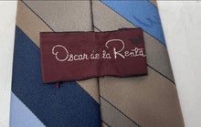 Load image into Gallery viewer, Oscar De La Renta Mens Multicolor Striped Keeper Loop Adjustable Pointed Tie