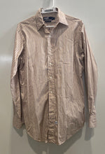 Load image into Gallery viewer, Polo Ralph Lauren Mens Beige Multiple Pinstripe Button Front Dress Shirt 15-33