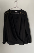 Load image into Gallery viewer, Calvin Klein Womens Black Long Sleeve Shoulder Zip Blouse Top Size Large