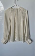 Load image into Gallery viewer, Zara Womens Beige Crinkled Long Sleeve Crew Neck Regular Fit Blouse Top Size M