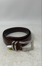 Load image into Gallery viewer, Cremieux Mens Brown Silver-Tone Buckle Animal Print Dress Belt