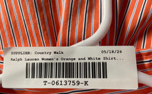 Load image into Gallery viewer, Ralph Lauren Womens Orange White Striped Custom Fit Dress Shirt Size 16 1/2