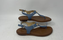 Load image into Gallery viewer, Michael Kors Womens Blue Brown Leather Flats Thong Sandals Size 6.5M
