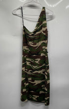 Load image into Gallery viewer, Koji Yohji Womens Multicolor Camouflage One Shoulder A-Line Dress Size L