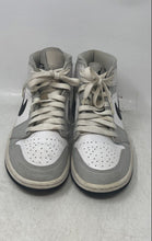 Load image into Gallery viewer, Nike Womens Air Jordan 1 Mid Gray White Mid Top Lace-Up Sneaker Shoes Size 9