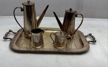Load image into Gallery viewer, Vintage Hammered Silver Brass-Tone Coffee And Tea Service Set Of 5 Pcs