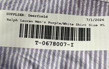 Load image into Gallery viewer, Ralph Lauren Mens Purple White Cotton Short Sleeve Button-Up Shirt Size XL