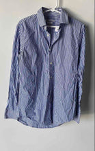Load image into Gallery viewer, Zara Mens White Blue Printed Long Sleeve Slim-Fit Button-Up Shirt Size M