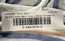 Load image into Gallery viewer, Massimo Dutti Mens Blue White Striped Linen Collared Button-Up Shirt Size S