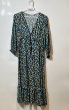 Load image into Gallery viewer, Zara Womens Multicolor Floral Print Ruffle V-Neck Midi Fit & Flare Dress Size M