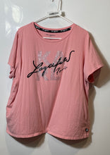 Load image into Gallery viewer, Karl Lagerfeld Womens Pink Short Sleeve Rhinestone Logo Graphic T-Shirt Size 1X