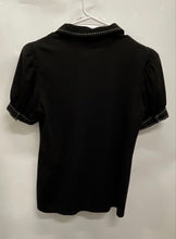 Load image into Gallery viewer, Karl Lagerfeld Womens Black Short Puff Sleeve Button Front Blouse Top Size XS
