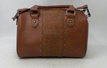 Load image into Gallery viewer, Montana West Womens Brown Leather Adjustable Crossbody Strap Studded Satchel Bag