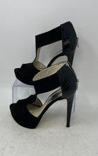 Load image into Gallery viewer, Michael Kors Womens Leighton Black Leather Open Toe Platform Heels Size 8M