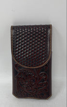 Load image into Gallery viewer, Montana West Mens Brown Floral Engraved Leather Flap Over Phone Wallet