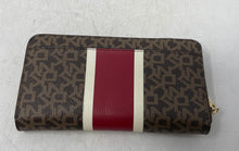 Load image into Gallery viewer, DKNY Womens Whitney Brown Monogram Credit Card Slots Zip-Around Wallet