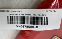 Load image into Gallery viewer, Michael Kors Womens Red Monogram Inner Divider Zip-Around Wristlet Wallet