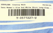 Load image into Gallery viewer, Zara Womens Blue White Striped Long Sleeve Regular Fit Button-Up Shirt Size M