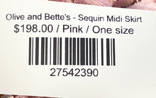 Load image into Gallery viewer, Olive & Bette's Womens Pink Sequin Elastic Waist Midi A-Line Skirt Sz OS W/ Tags