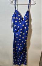 Load image into Gallery viewer, Zara Womens Blue Khaki Polka Dot Sleeveless Pencil Dress Size Large With Tag