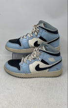 Load image into Gallery viewer, Nike Kids Air Jordan 1 Mid White Blue Black Lace-Up Sneaker Shoes Size 6Y