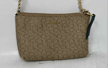 Load image into Gallery viewer, Calvin Klein Womens Beige Green Monogram Print Inner Pockets Crossbody Handbag