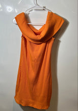 Load image into Gallery viewer, H&M Womens Orange Ribbed Knitted Off The Shoulder Bodycon Dress Size S