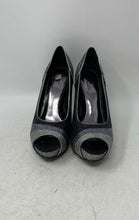 Load image into Gallery viewer, Worthington Womens Lana Silver Black Gray Glitter Peep Toe Pump Heels Size 7M