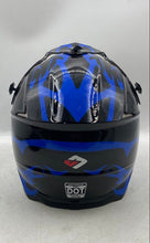 Load image into Gallery viewer, MXJ-Gear Unisex Black And Blue Full-Face Motorbike Helmet Size L W/ Accessories