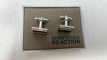 Load image into Gallery viewer, Kenneth Cole Reaction Mens Silver Stainless Steel Rectangular 2 Pcs Cufflinks