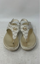 Load image into Gallery viewer, Michael Kors Girls Gold Tone Signature Print Flat Thong Sandals Size 3