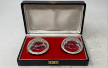 Load image into Gallery viewer, Pair Of Silver-Tone And Crystal Tobacciana Ashtray Collectible With Case