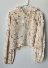 Load image into Gallery viewer, Zara Womens Beige Tie Dye Cotton Gauze Eyelet Button Front Cropped Top Size L