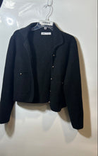 Load image into Gallery viewer, Zara Womens Black Knitted Long Sleeve Collared Button Front Jacket Size XL