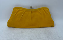 Load image into Gallery viewer, Banana Republic Womens Yellow Velvet Crafted Flower Inner Pocket Clutch Bag