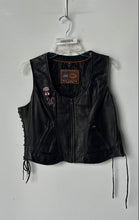 Load image into Gallery viewer, First Classics Womens Black Leather Side Lace-Up Zip Front Motorcycle Vest Sz XL