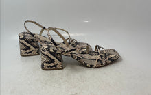 Load image into Gallery viewer, Zara Womens Brown Leather Snakeskin Print Block Heel Strappy Sandals Size 9