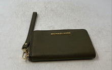 Load image into Gallery viewer, Michael Kors Womens Dark Green Saffiano Leather ID Window Zip-Around Wallet
