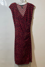 Load image into Gallery viewer, Lauren Ralph Lauren Womens Black Red Chevron Print V-Neck Wrap Dress Size S