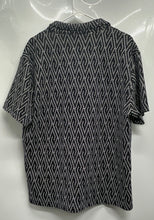 Load image into Gallery viewer, Tahari Mens Black White Geometric Print Short Sleeve Button-Up Shirt Size M