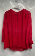 Load image into Gallery viewer, Zara Basic Womens Red Long Sleeve Round Neck Back Zip Blouse Top Size Medium