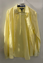 Load image into Gallery viewer, Michael Kors Mens Yellow Printed Cotton Tailored Fit Button-Up Shirt Size L