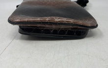 Load image into Gallery viewer, Vittorio Womens Brown Black Croc Embossed Front Flap Pocket Crossbody Bag