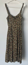 Load image into Gallery viewer, Zara Womens Green Pink Floral Print Wide Strap Slit Midi A-Line Dress Size Small