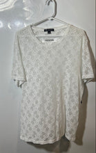 Load image into Gallery viewer, INC International Concepts Womens White Short Sleeve Round Neck Blouse Top Sz L