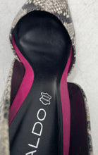 Load image into Gallery viewer, Aldo Womens Black Gray Pink Snakeskin Print Pointed Toe D'Orsay Heels Size 8