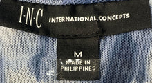 Load image into Gallery viewer, INC International Concepts Womens Blue Tie-Dye Ruched Blouse Top Size M