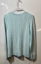 Load image into Gallery viewer, Talbots Womens Light Blue Button Cuff Cable-Knit Pullover Sweater Size Small